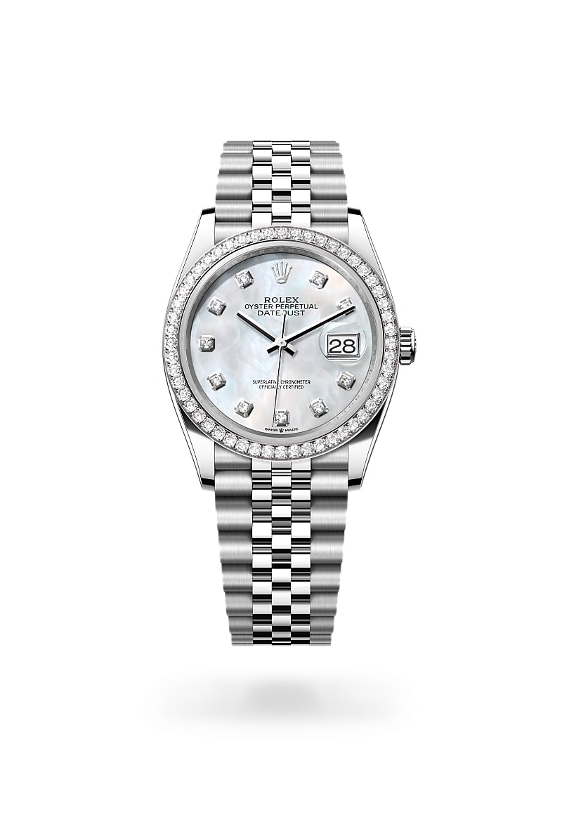 rolex Datejust de Rolesor blanco —combinación de acero Oystersteel y oro blanco, M126284RBR-0011 - Joyería Torrico