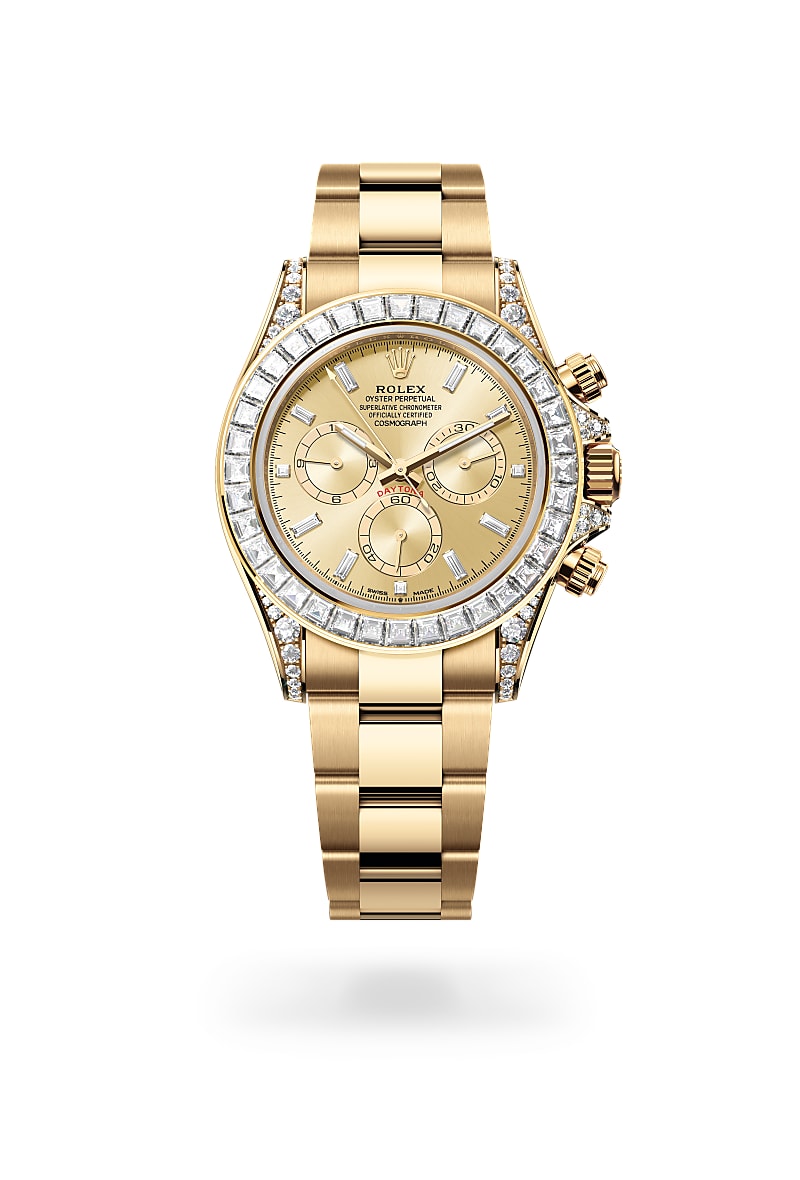 rolex Cosmograph Daytona de Oro amarillo de 18 quilates con asas engastadas de diamantes, M126598TBR-0001 - Joyería Torrico