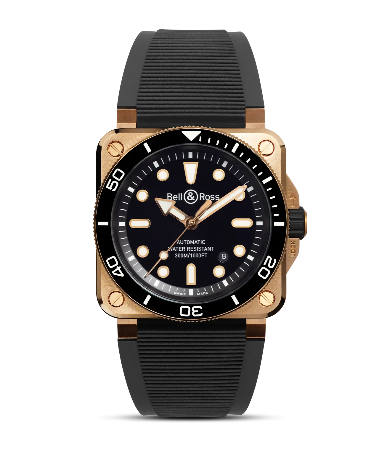 Reloj Bell & Ross BR 03 Diver Black Bronze: detalle de la esfera
