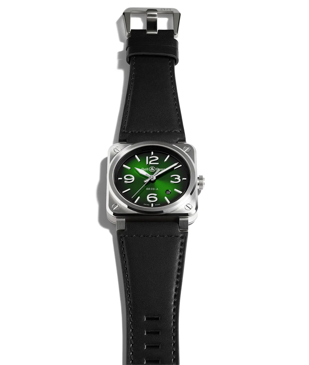 Reloj Bell & Ross BR 03 Green Steel: vista frontal