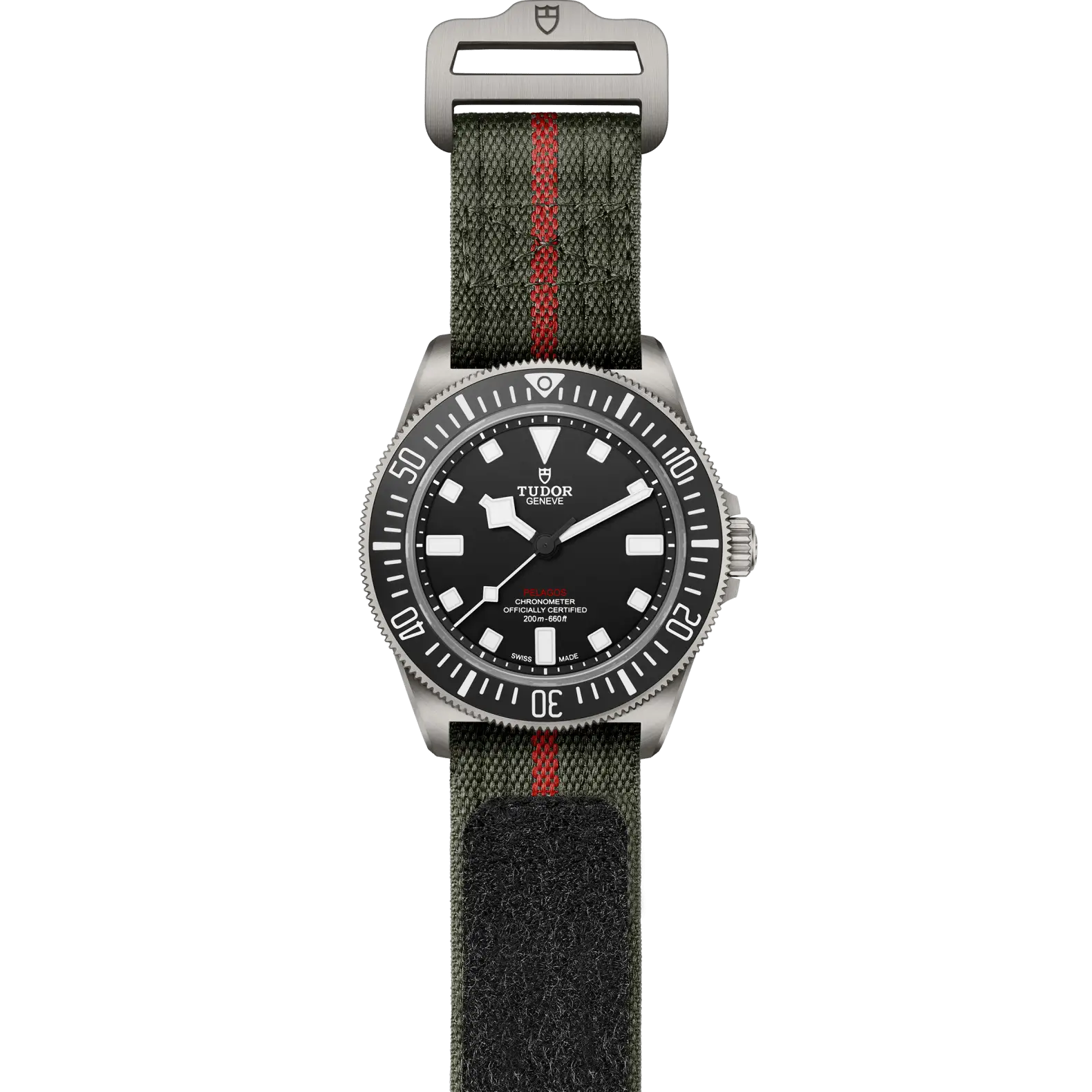 Reloj TUDOR Pelagos FXD 42 mm con correa de tejido verde: vista frontal