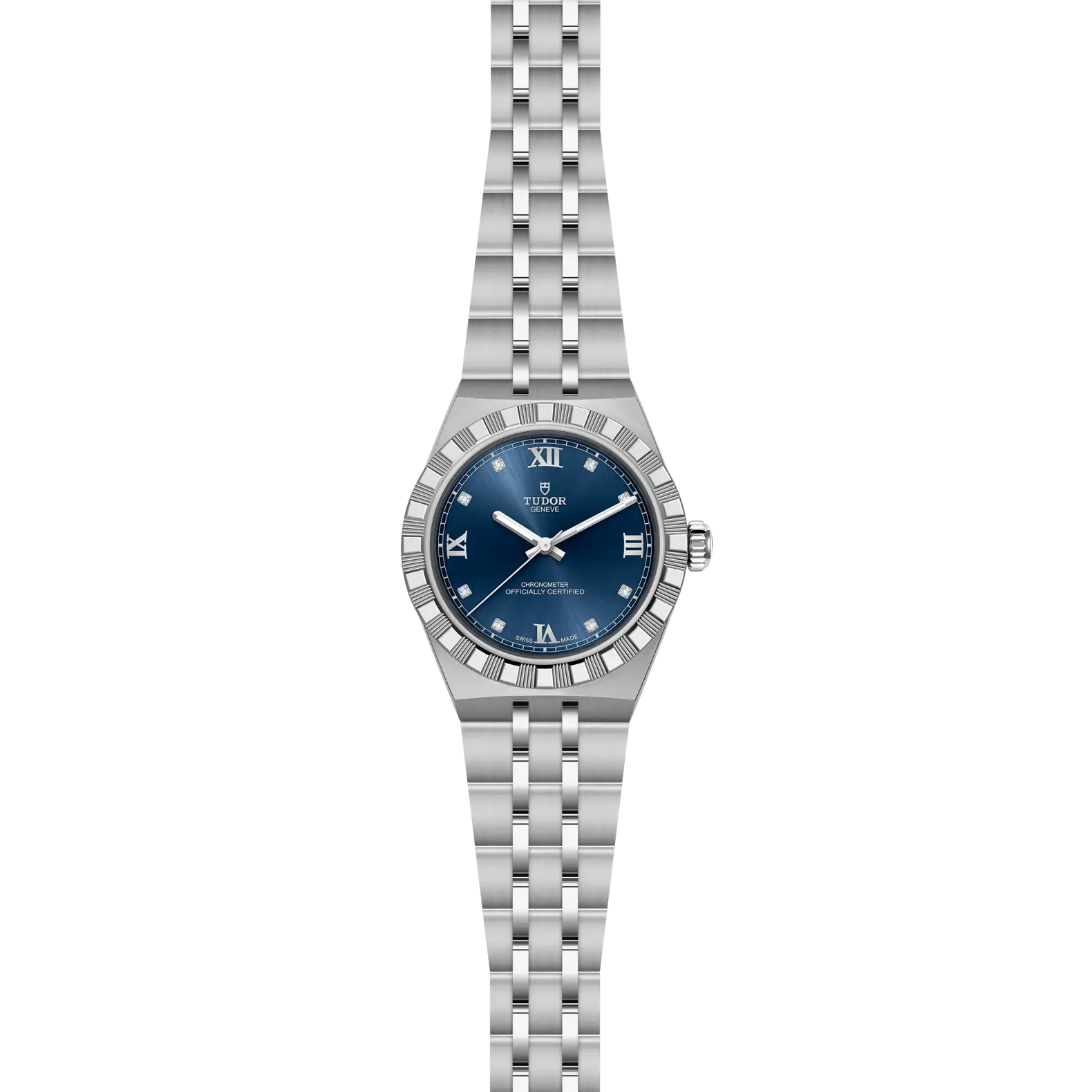 Reloj TUDOR Royal acero 30mm con esfera azul con números romanos: vista frontal