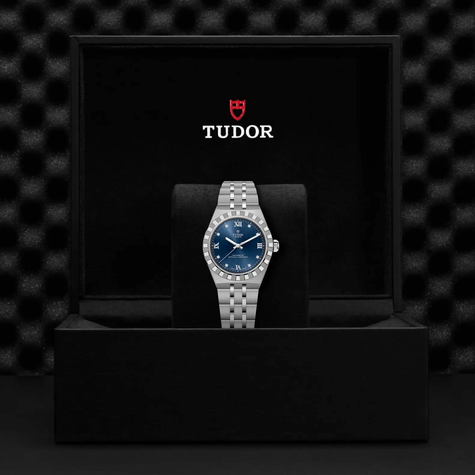 Reloj TUDOR Royal acero 30mm con esfera azul con números romanos: presentación en su caja oficial