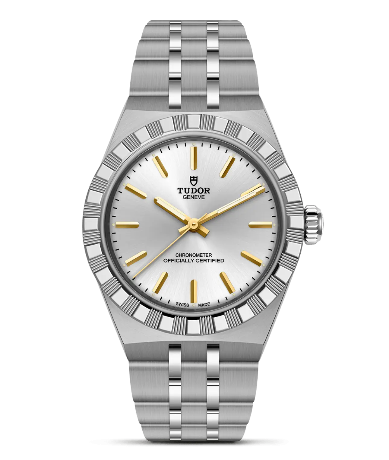 Reloj TUDOR Royal acero 30mm con esfera plateada y marcadores con apliques: detalle de la esfera