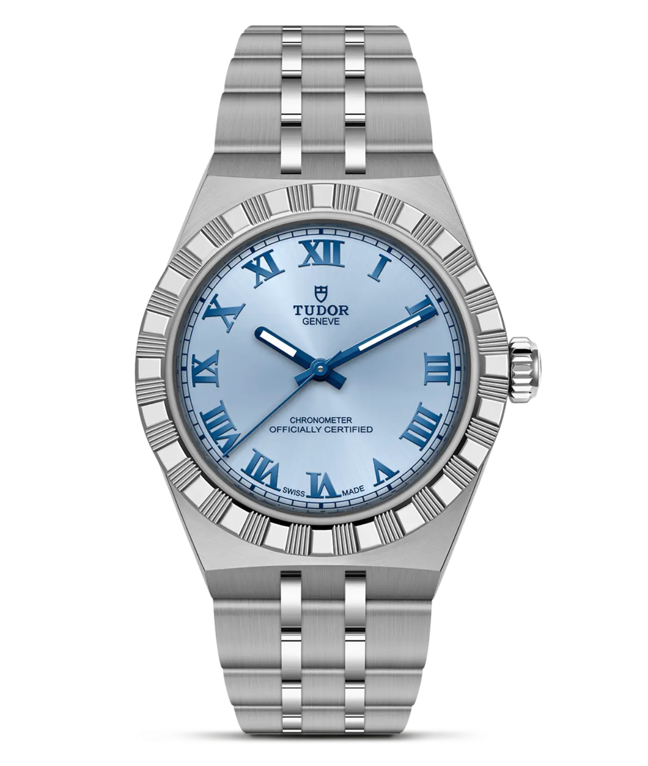 Reloj TUDOR Royal acero 30mm con esfera celeste con números romanos: detalle de la esfera