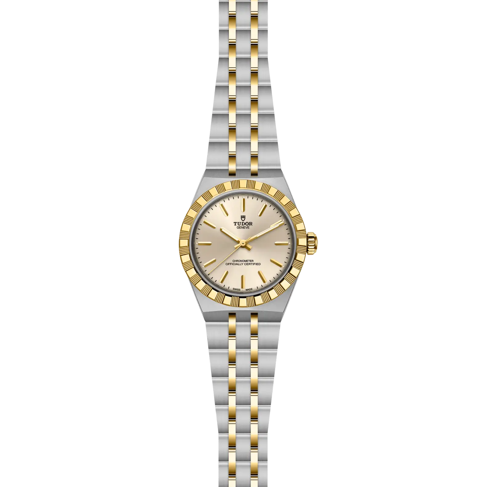 Reloj TUDOR Royal acero 30mm en acero y oro amarillo con esfera marfil: vista frontal