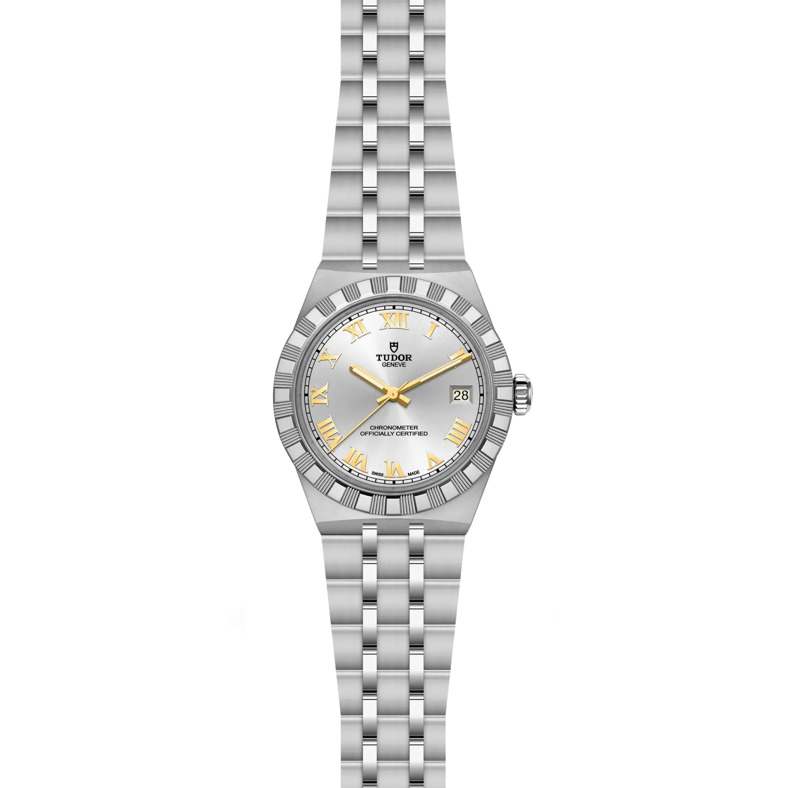 Reloj TUDOR Royal acero 36mm con esfera plateada con números romanos: vista frontal