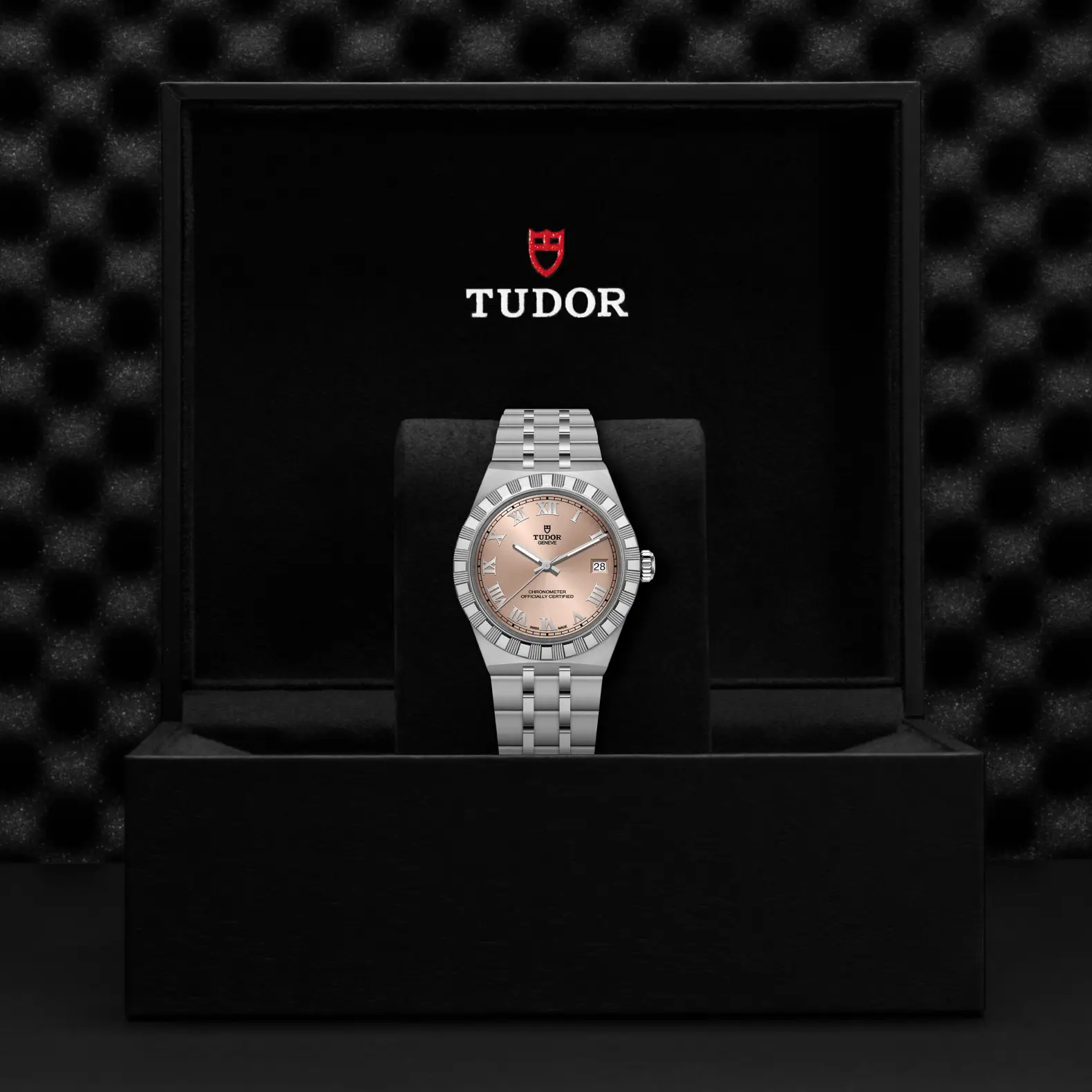 Reloj TUDOR Royal acero 36mm con esfera salmón: presentación en su caja oficial