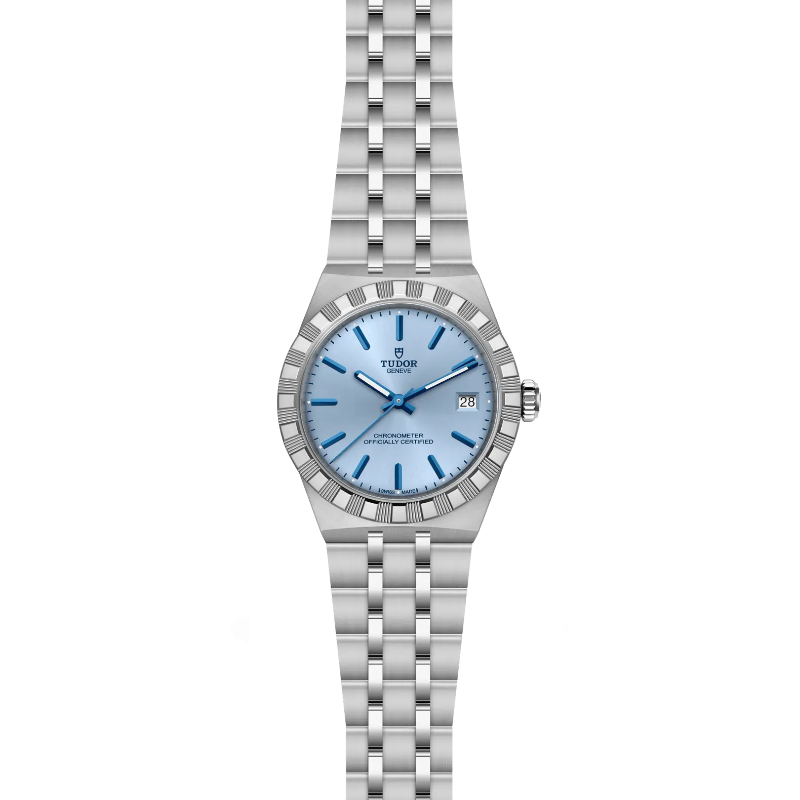 Reloj TUDOR Royal acero 36mm con esfera celeste: vista frontal