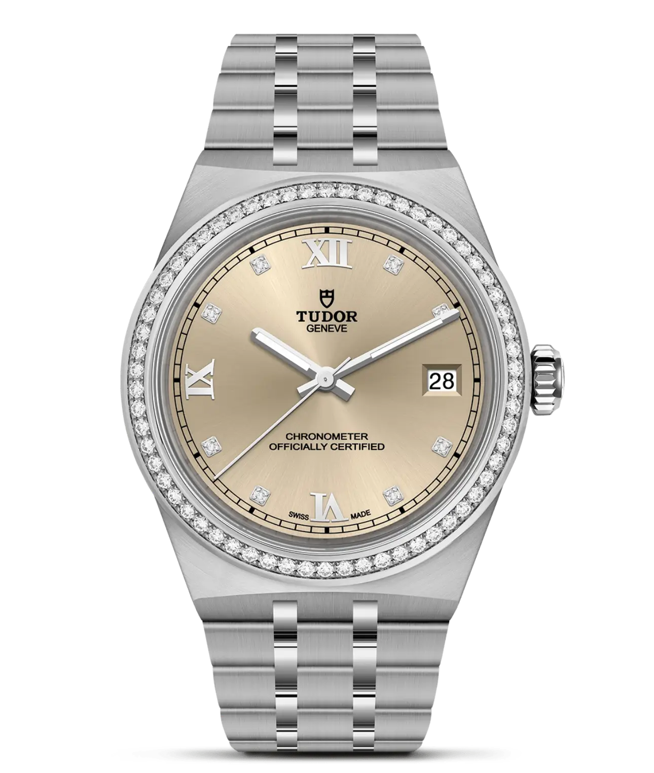 Reloj TUDOR Royal acero 36mm con esfera marfil y bisel engastado de diamantes: detalle de la esfera