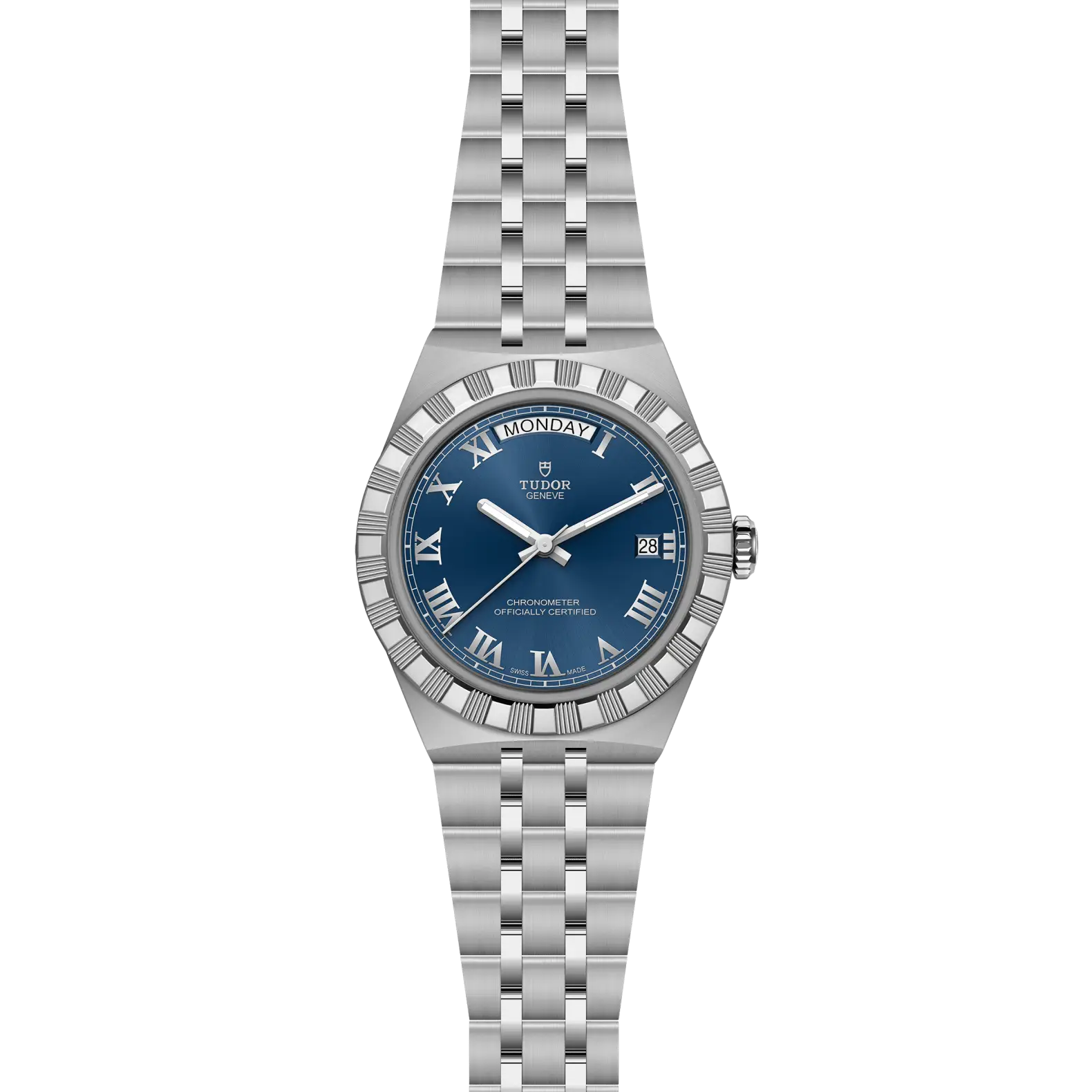 Reloj TUDOR Royal acero 40mm con esfera azul con números romanos: vista frontal