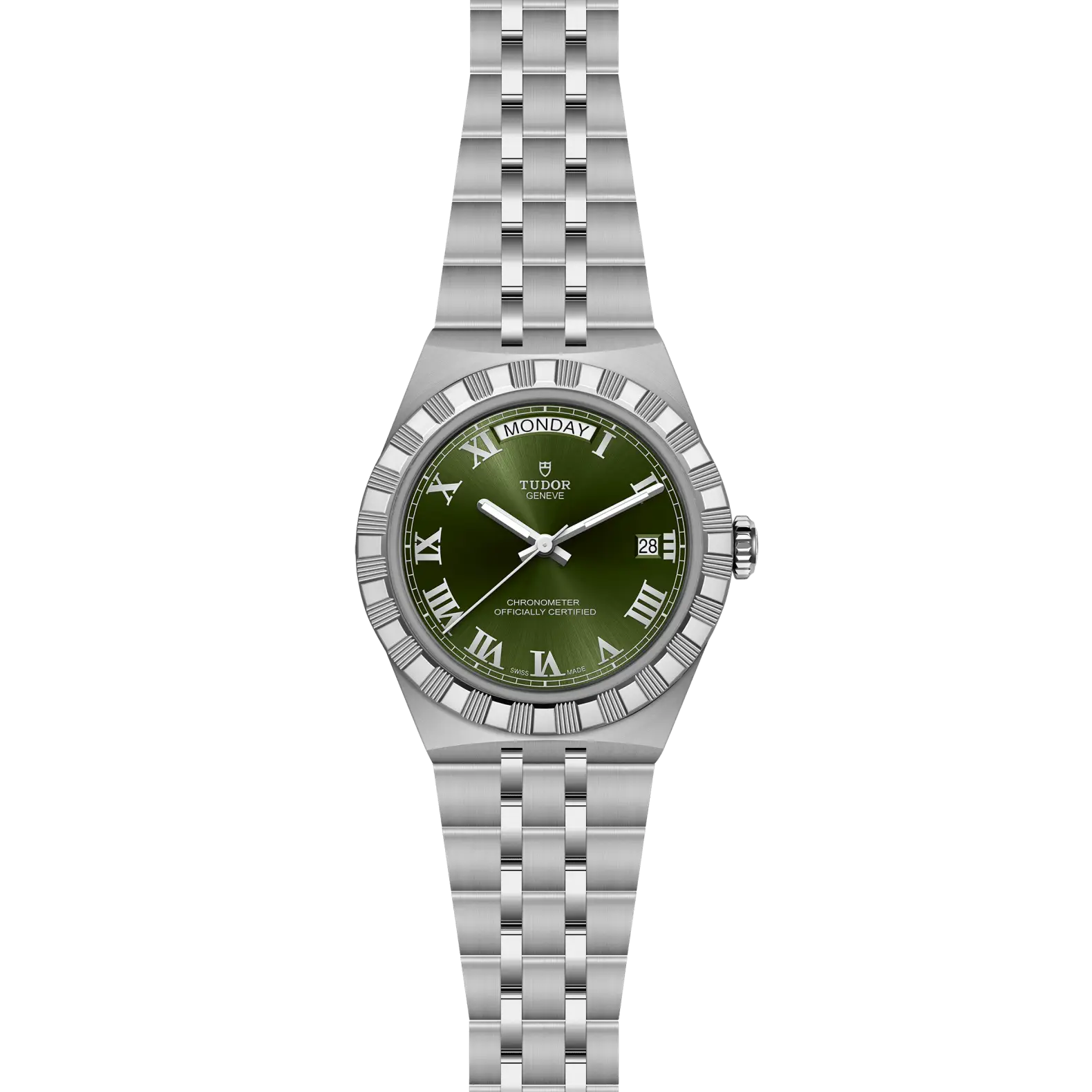Reloj TUDOR Royal acero 40mm con esfera verde con números romanos: vista frontal