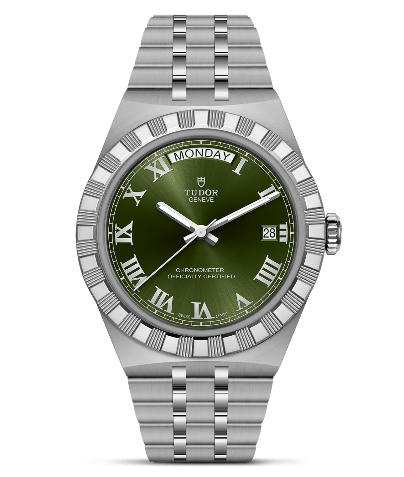 Reloj TUDOR Royal acero 40mm con esfera verde con números romanos: detalle de la esfera