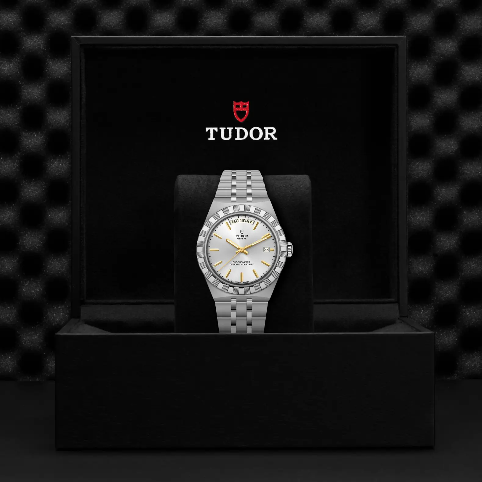 Reloj TUDOR Royal acero 40mm con esfera plateada: presentación en su caja oficial