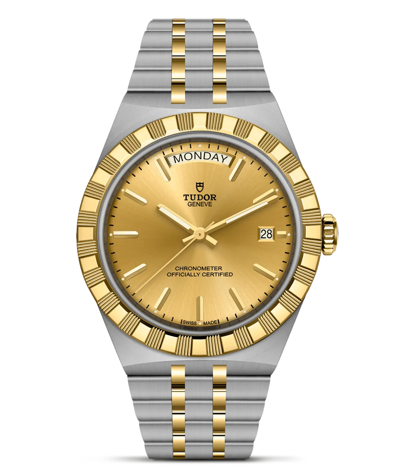 Reloj TUDOR Royal acero y oro amarillo 40mm con esfera champán con apliques: detalle de la esfera