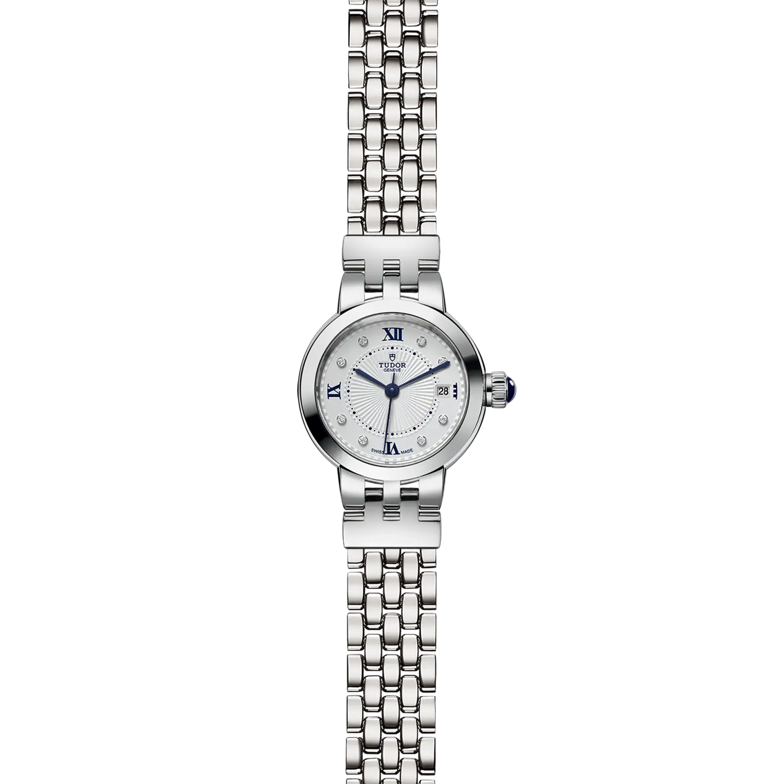 Reloj TUDOR Clair de Rose en acero 26 mm con esfera opalina con 8 diamantes: vista frontal
