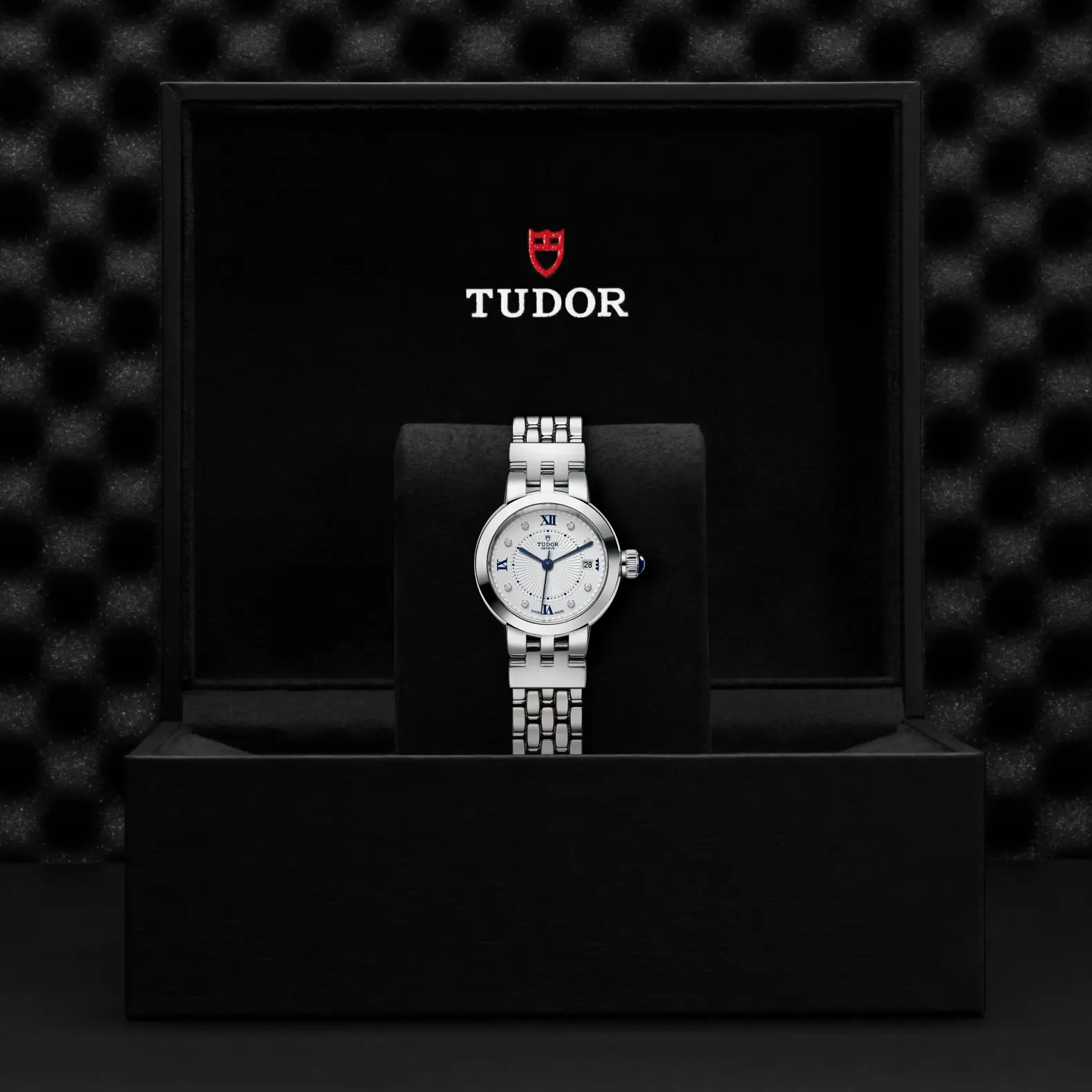 Reloj TUDOR Clair de Rose en acero 26 mm con esfera opalina con 8 diamantes: presentación en su caja oficial