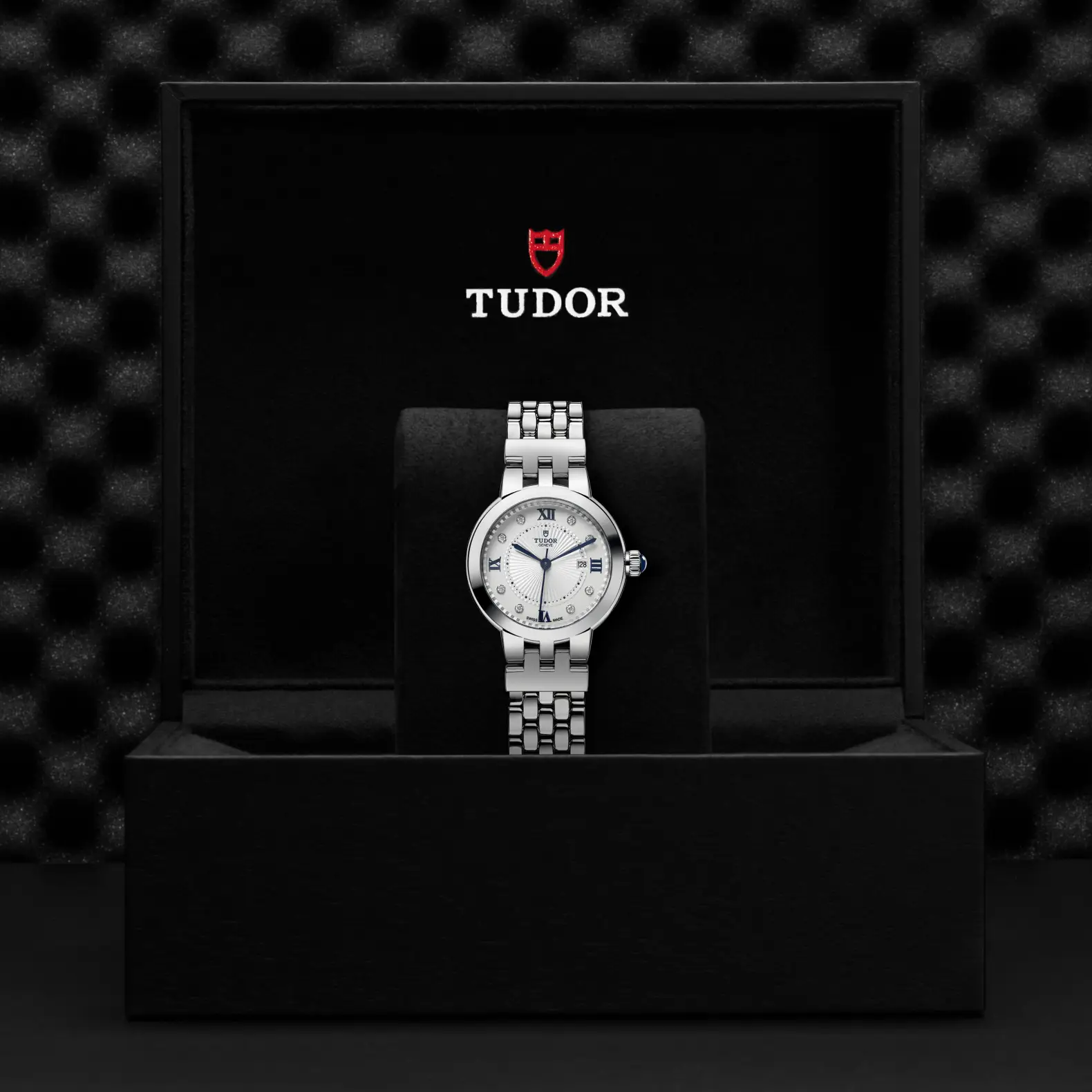 Reloj TUDOR Clair de Rose en acero 30 mm con esfera opalina con 8 diamantes: presentación en su caja oficial