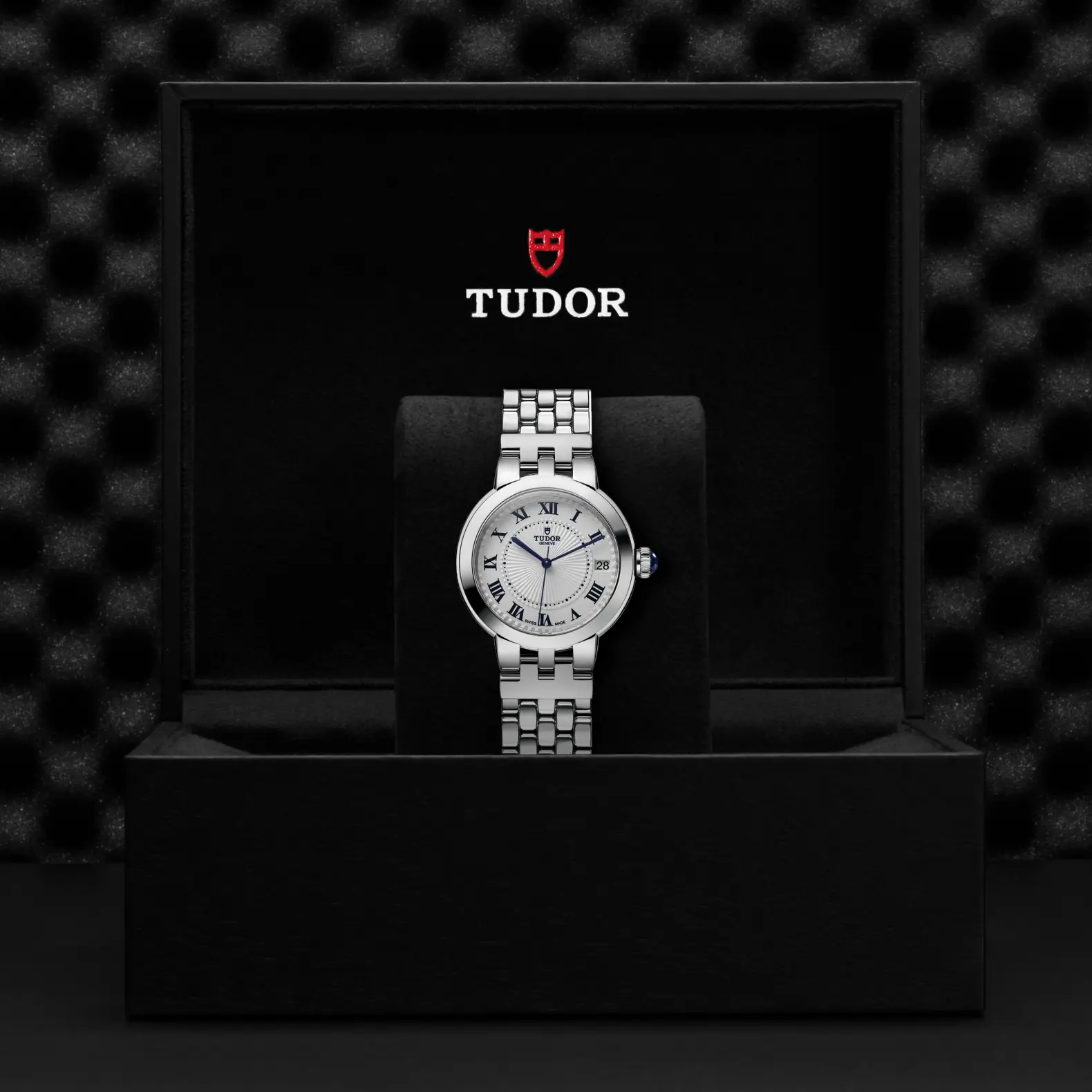 Reloj TUDOR Clair de Rose en acero 34 mm con esfera opalina: presentación en su caja oficial