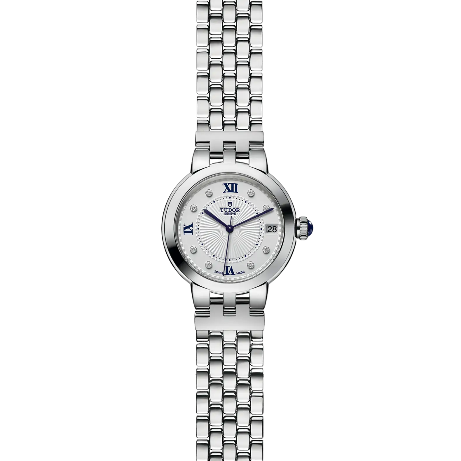 Reloj TUDOR Clair de Rose en acero 34 mm con esfera opalina con 8 diamantes: vista frontal