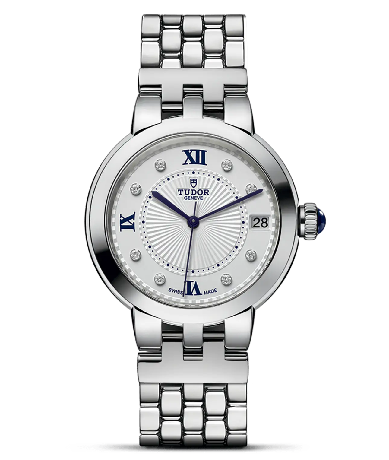 Reloj TUDOR Clair de Rose en acero 34 mm con esfera opalina con 8 diamantes: detalle de la esfera