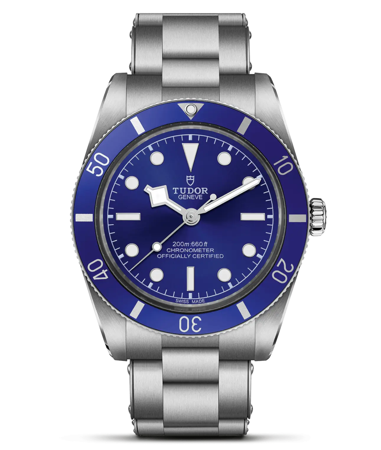 Reloj TUDOR Black Bay 54 con esfera y bisel azul: detalle de la esfera