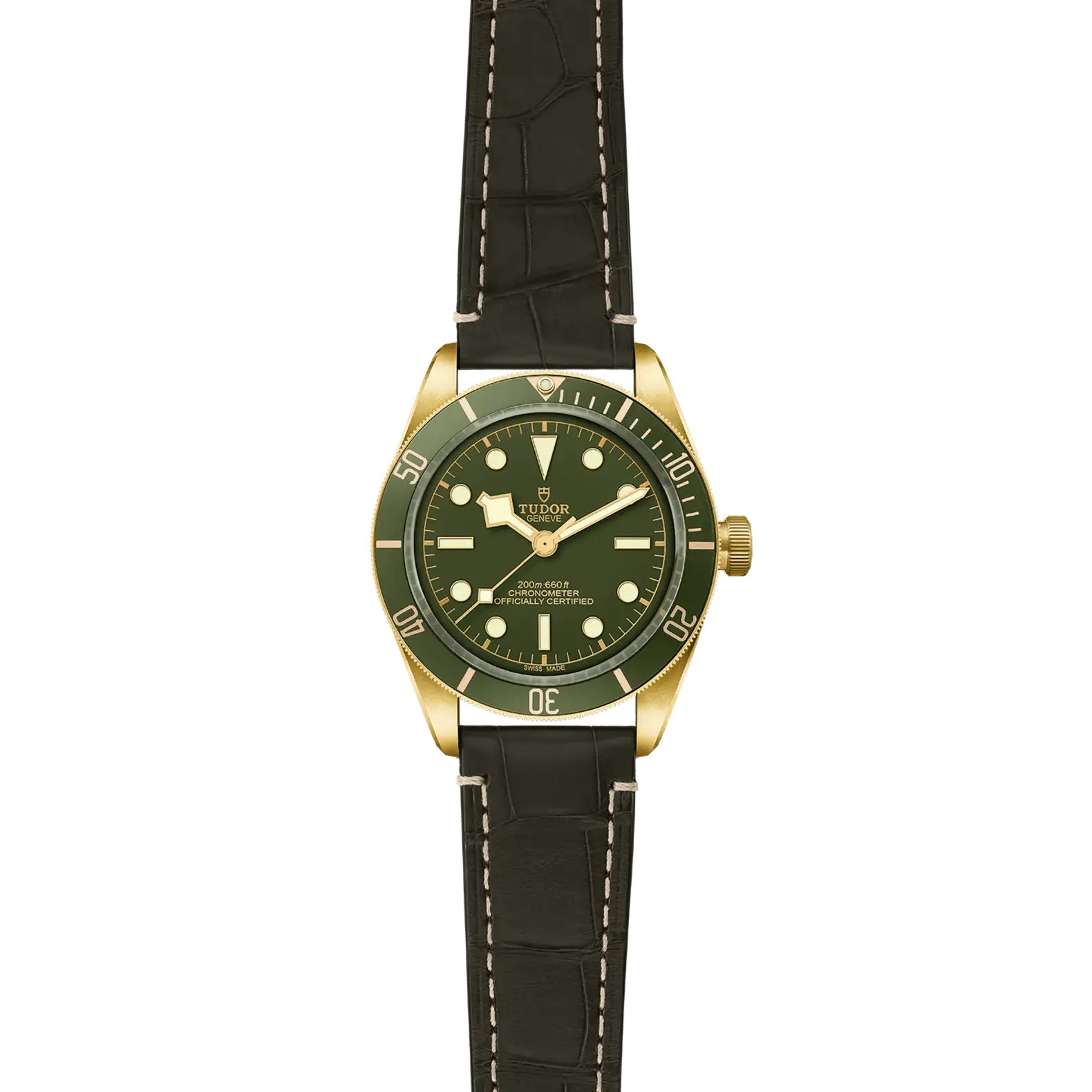 Reloj TUDOR Black Bay 58 18K con correa de cuero: vista frontal