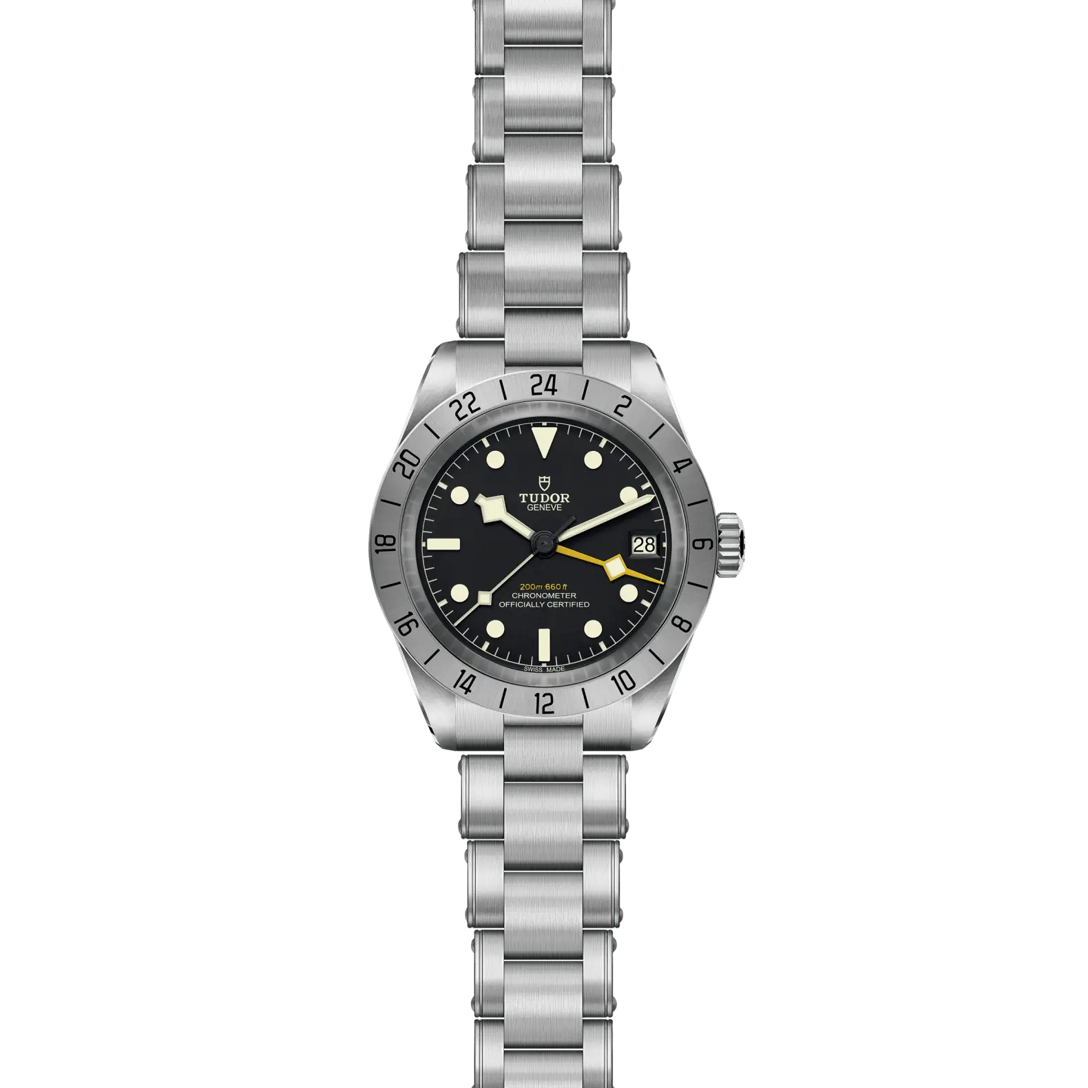 Reloj TUDOR Black Bay Pro con brazalete de acero y esfera negra: vista frontal