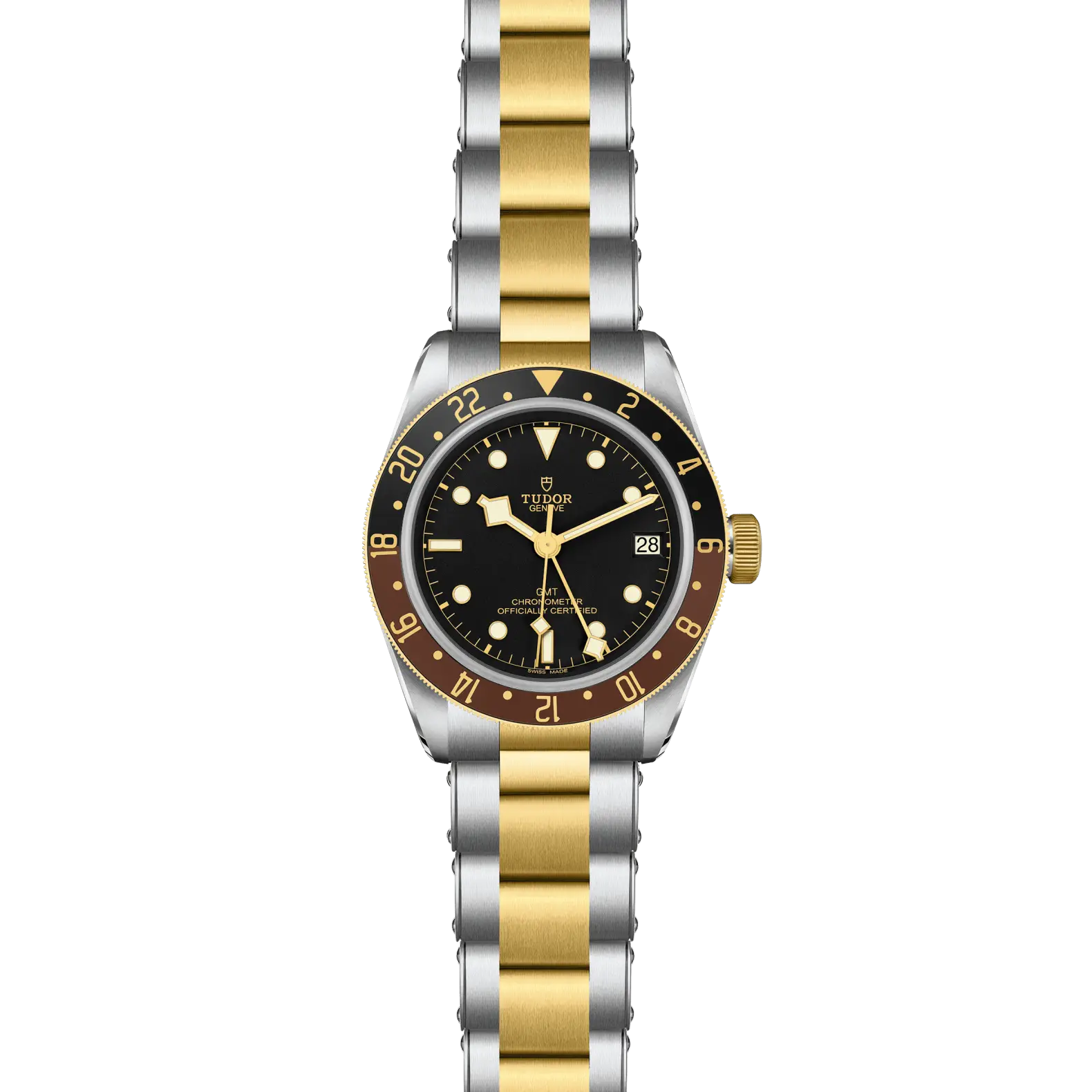 Reloj TUDOR Black Bay GMT S&G con brazalete de acero y oro amarillo: vista frontal