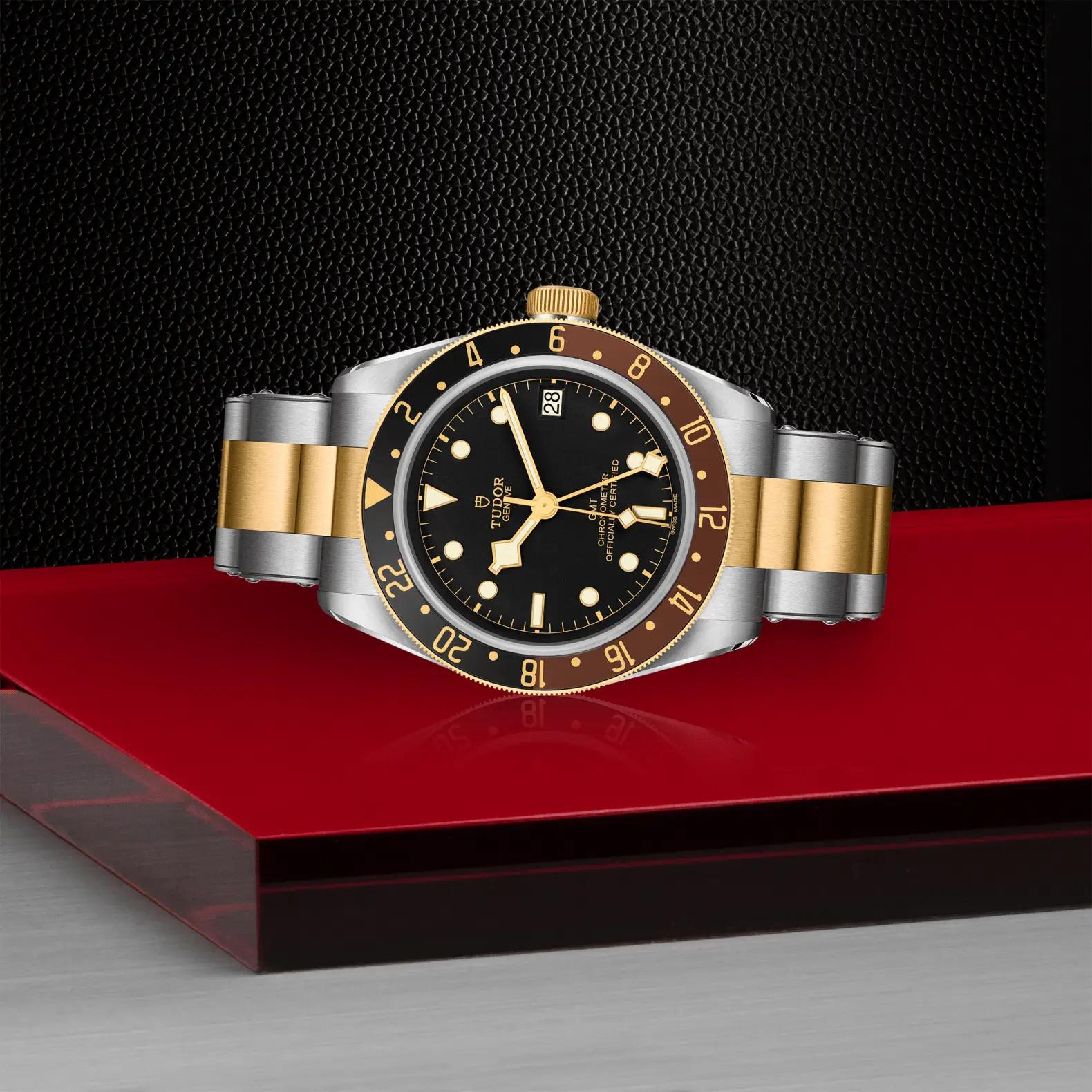 Reloj TUDOR Black Bay GMT S&G con brazalete de acero y oro amarillo: vista de lado