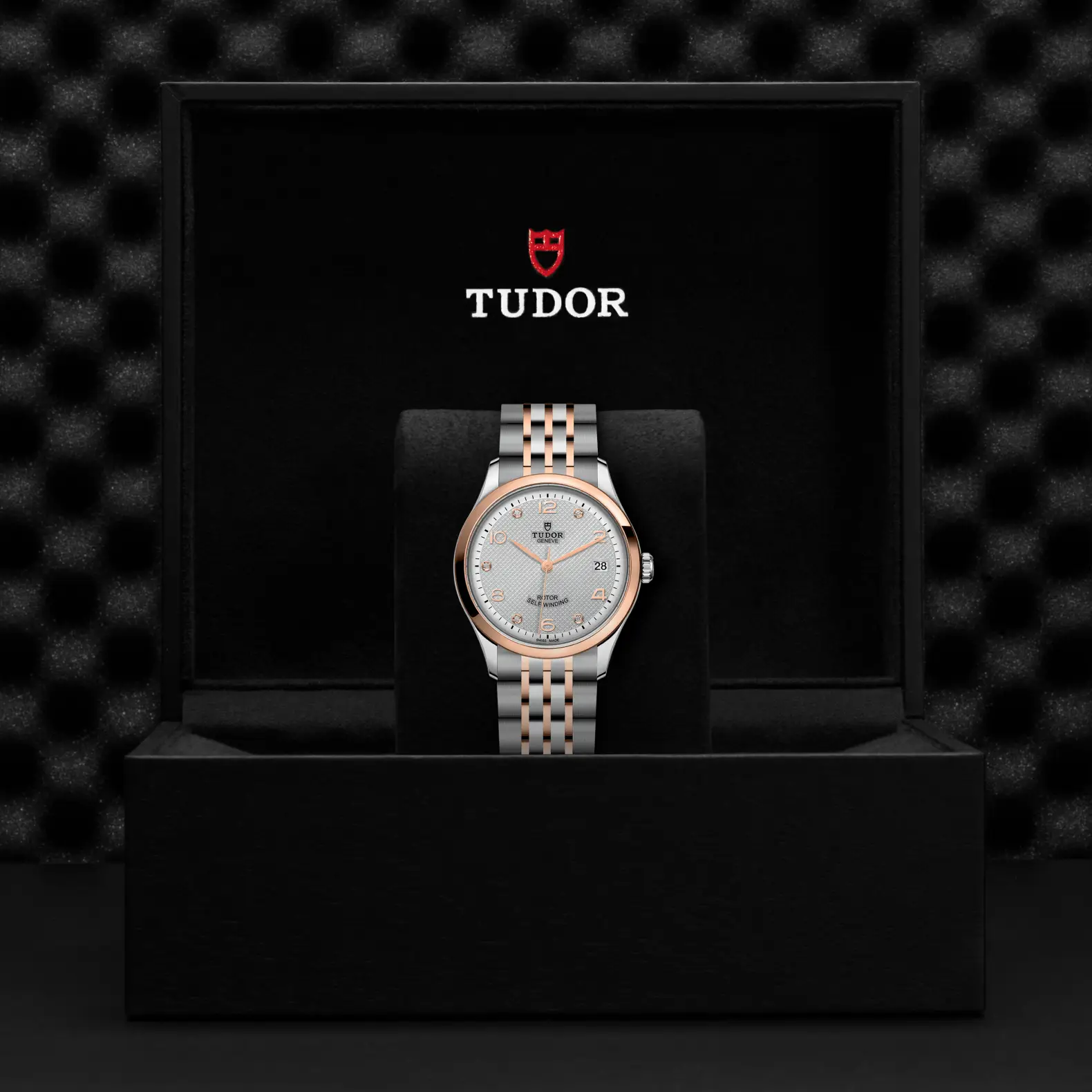 Reloj TUDOR 1926 36 mm en acero y oro rosa con esfera plateada y diamantes: presentación en su caja oficial