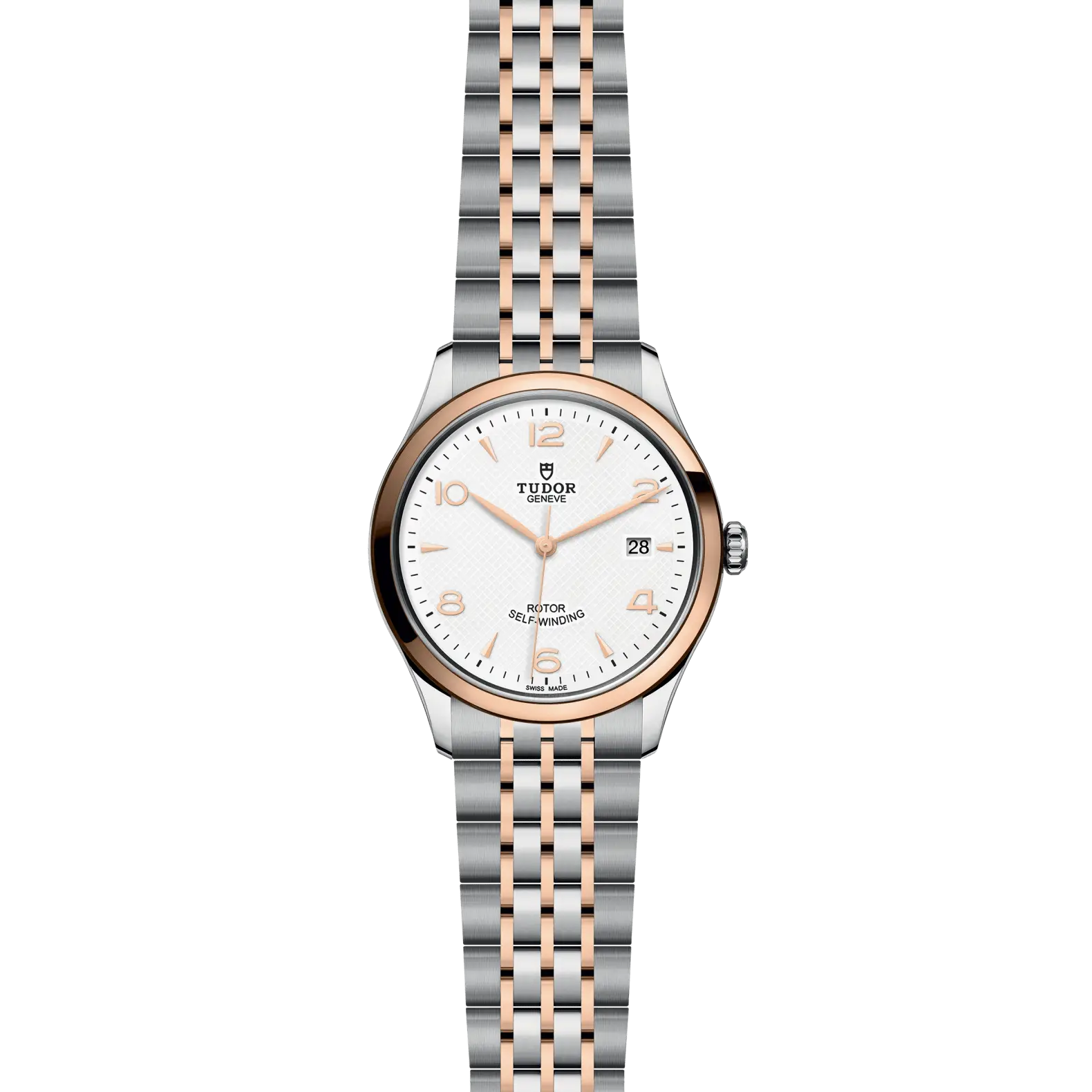 Reloj TUDOR 1926 en acero y oro rosa con esfera blanca: vista frontal